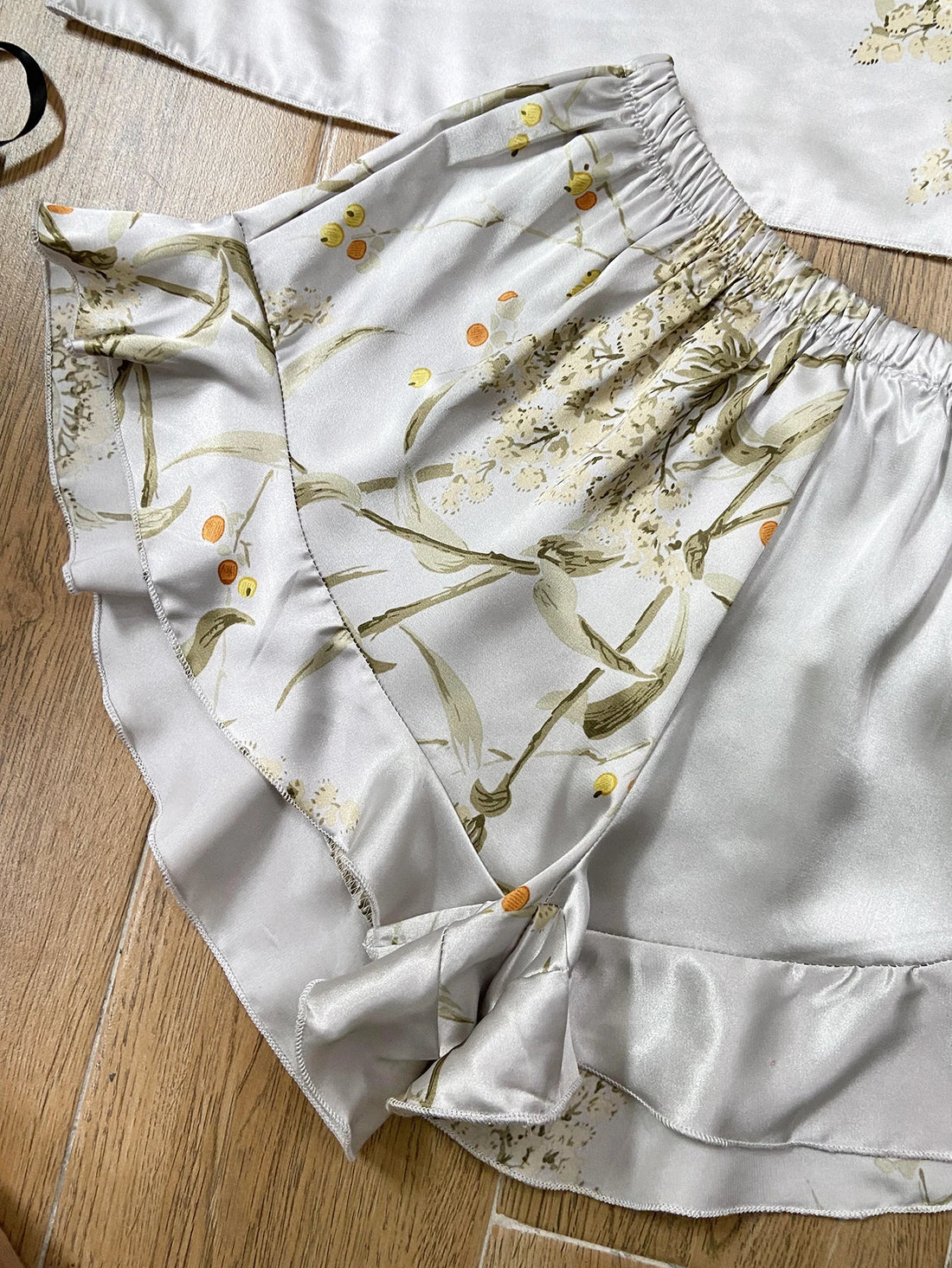 Elegant Floral Satin Cami Set | Silky Pajama Top & Shorts Sleepwear for Women
