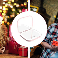 LED Compact Mirror with Light | Portable Travel Makeup Mirror, Rechargeable Pocket Vanity Mirror