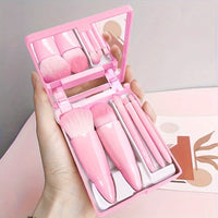 Portable Makeup Brush Set 5Pcs | Travel Mini Cosmetic Brushes with Case