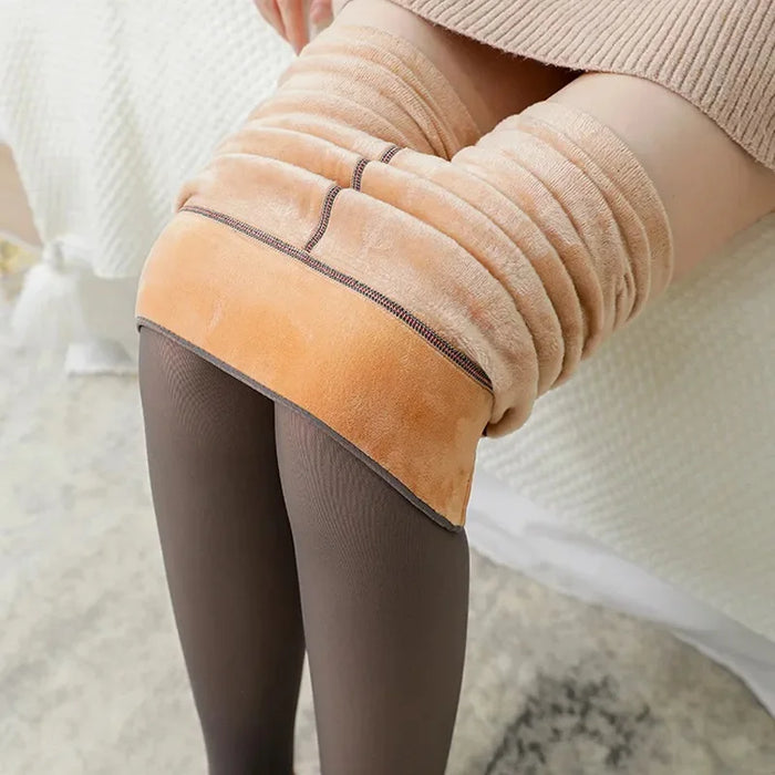 Fleece Lined Thermal Tights | Translucent Warm Winter Pantyhose, High Waist Leggings for Women