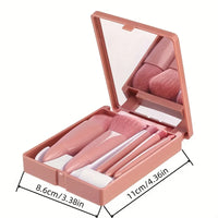 Portable Makeup Brush Set 5Pcs | Travel Mini Cosmetic Brushes with Case