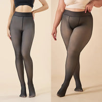 Fleece Lined Thermal Tights | Translucent Warm Winter Pantyhose, High Waist Leggings for Women