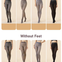 Fleece Lined Thermal Tights | Translucent Warm Winter Pantyhose, High Waist Leggings for Women