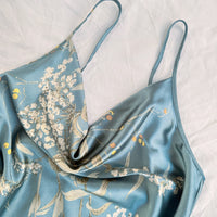 Floral Satin Pajama Set | Cami Top & Long Pants Silky Sleepwear for Women