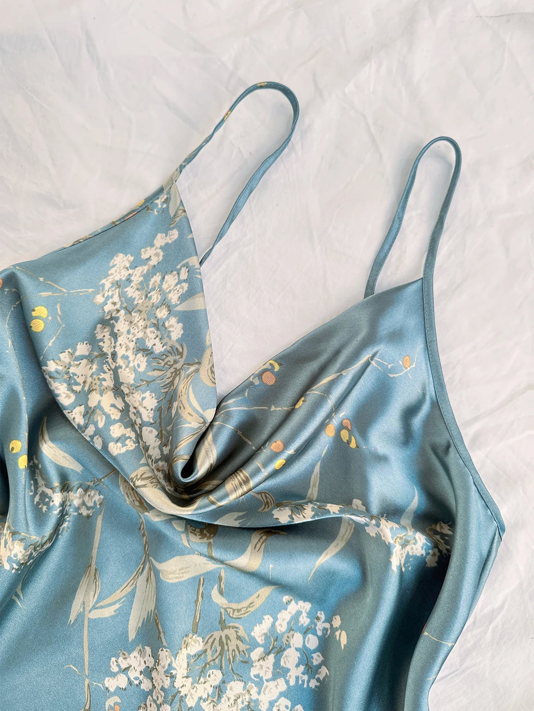 Floral Satin Pajama Set | Cami Top & Long Pants Silky Sleepwear for Women