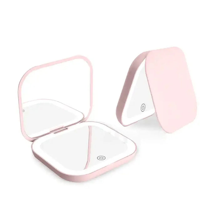 LED Compact Mirror with Light | Portable Travel Makeup Mirror, Rechargeable Pocket Vanity Mirror