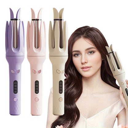 Automatic Negative Ion Hair Curler | Ceramic Barrel Auto-Rotating Curling Iron with LCD Temperature Display, Anti-Scald Anti-Snag Design & Auto Shutoff — 28mm Dual Voltage