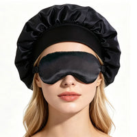 Satin Bonnet Sleep Set | Hair Bonnet & Eye Mask for Sleeping, Curly & Silk-Smooth Hair Care