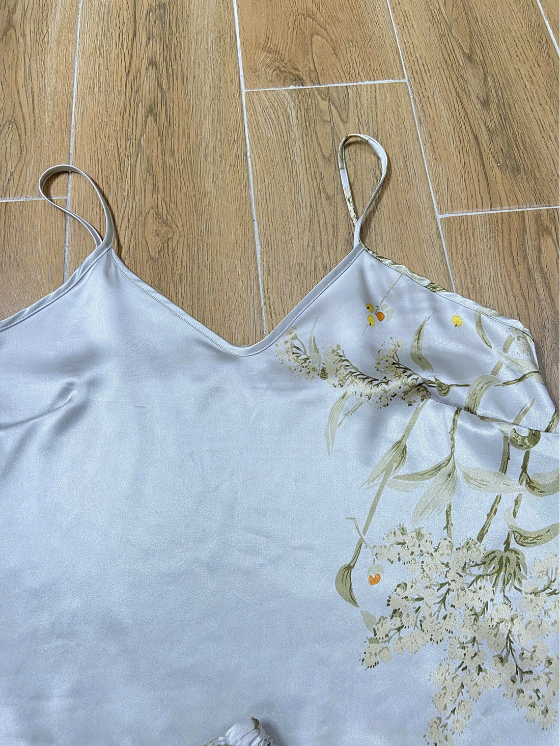 Elegant Floral Satin Cami Set | Silky Pajama Top & Shorts Sleepwear for Women