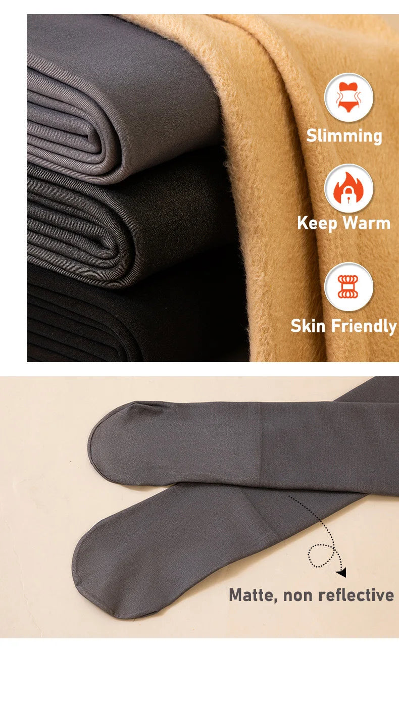 Fleece Lined Thermal Tights | Translucent Warm Winter Pantyhose, High Waist Leggings for Women
