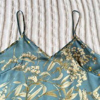 Elegant Floral Satin Cami Set | Silky Pajama Top & Shorts Sleepwear for Women