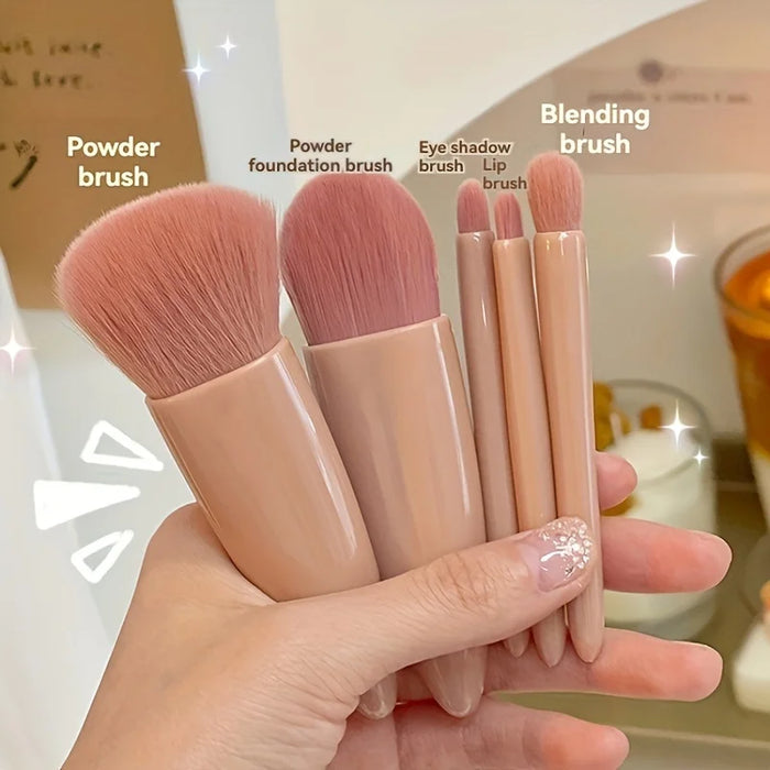 Portable Makeup Brush Set 5Pcs | Travel Mini Cosmetic Brushes with Case