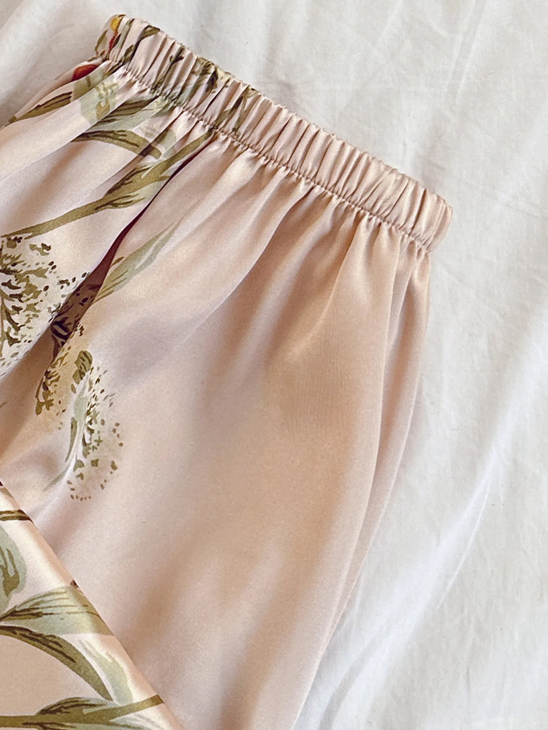 Cherry Print Satin Pajama Set | Silky Cami & Shorts Sleepwear for Women