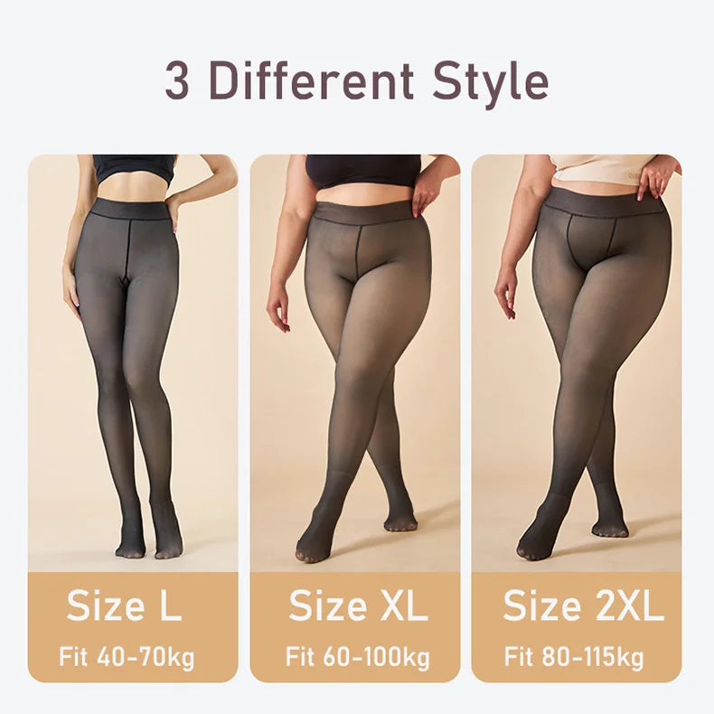 Fleece Lined Thermal Tights | Translucent Warm Winter Pantyhose, High Waist Leggings for Women