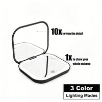 LED Compact Mirror with Light | Portable Travel Makeup Mirror, Rechargeable Pocket Vanity Mirror
