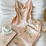 Cherry Print Satin Pajama Set | Silky Cami & Shorts Sleepwear for Women