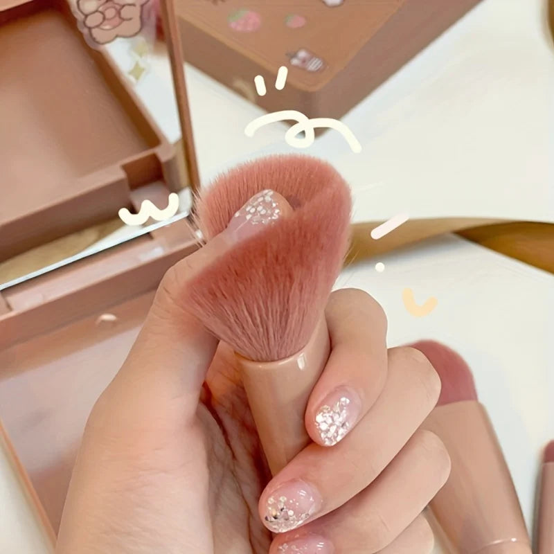 Portable Makeup Brush Set 5Pcs | Travel Mini Cosmetic Brushes with Case