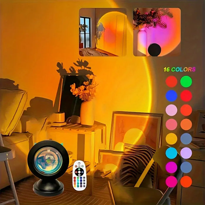 Sunset Projection Lamp | Golden Hour LED Light for Bedroom, Aesthetic Mood Lighting
