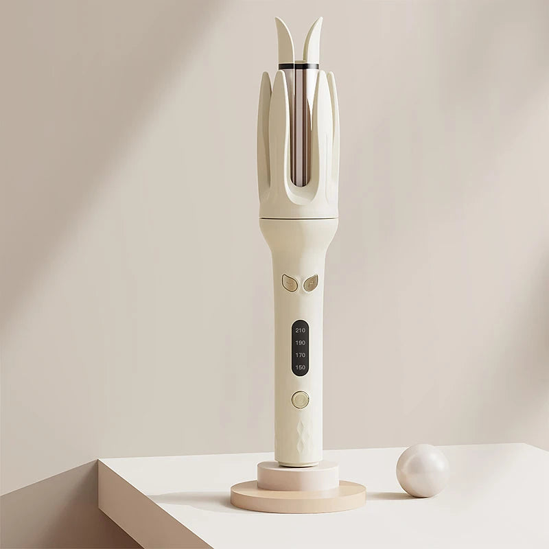 Automatic Negative Ion Hair Curler | Ceramic Barrel Auto-Rotating Curling Iron with LCD Temperature Display, Anti-Scald Anti-Snag Design & Auto Shutoff — 28mm Dual Voltage