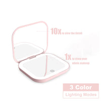 LED Compact Mirror with Light | Portable Travel Makeup Mirror, Rechargeable Pocket Vanity Mirror