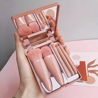 Portable Makeup Brush Set 5Pcs | Travel Mini Cosmetic Brushes with Case