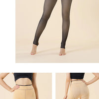 Fleece Lined Thermal Tights | Translucent Warm Winter Pantyhose, High Waist Leggings for Women