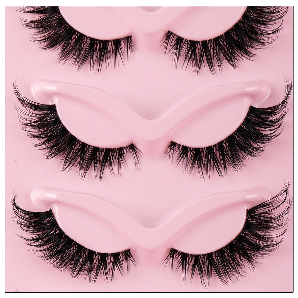 Cat Eye Lashes 5 Pairs | Wispy Faux Mink False Eyelashes, Natural Fluffy Lash Set