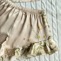 Elegant Floral Satin Cami Set | Silky Pajama Top & Shorts Sleepwear for Women
