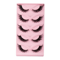Cat Eye Lashes 5 Pairs | Wispy Faux Mink False Eyelashes, Natural Fluffy Lash Set