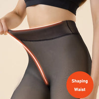 Fleece Lined Thermal Tights | Translucent Warm Winter Pantyhose, High Waist Leggings for Women