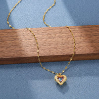 Gold Crystal Heart Pendant Necklace | Luxury Colorful Heart Jewelry Gift for Women