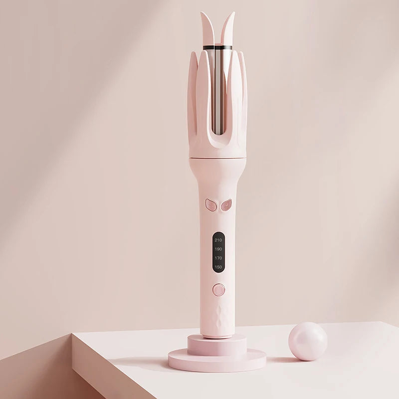 Automatic Negative Ion Hair Curler | Ceramic Barrel Auto-Rotating Curling Iron with LCD Temperature Display, Anti-Scald Anti-Snag Design & Auto Shutoff — 28mm Dual Voltage